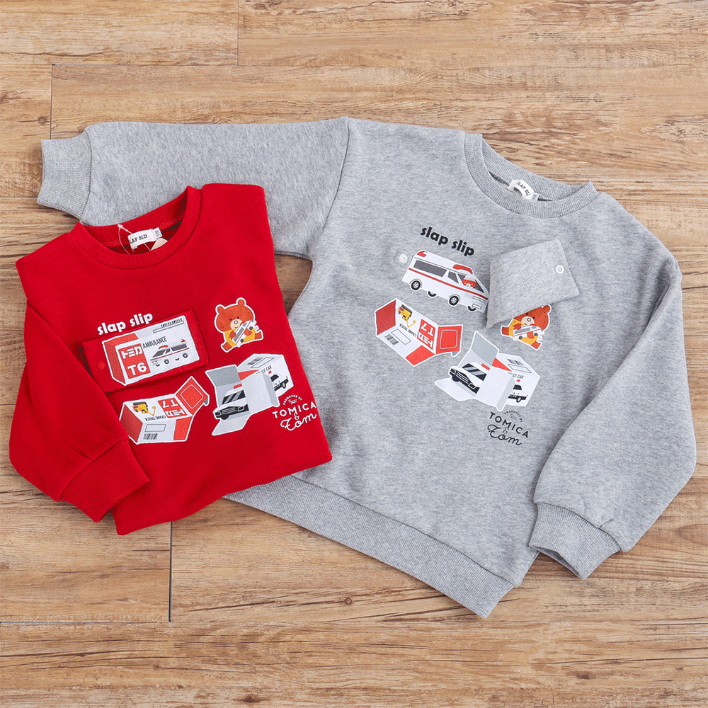 SLAPSLIP はたらくくるまピラっとめくれるトレーナー