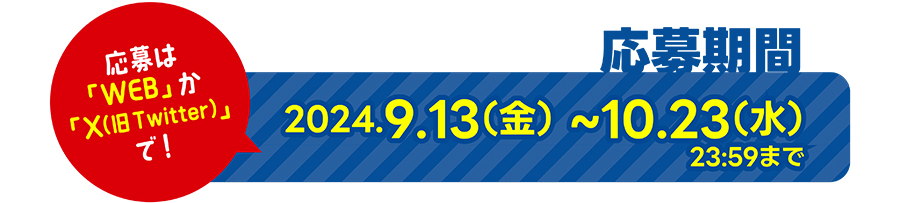 応募は「WEB」か「X（旧Twitter）」で！｜応募期間：2024年9月13日（金）〜10月23日（水）23:59まで