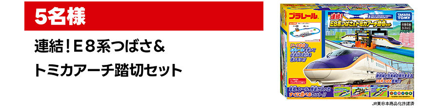 5名様｜連結！Ｅ８系つばさ＆トミカアーチ踏切セット｜JR東日本商品化許諾済