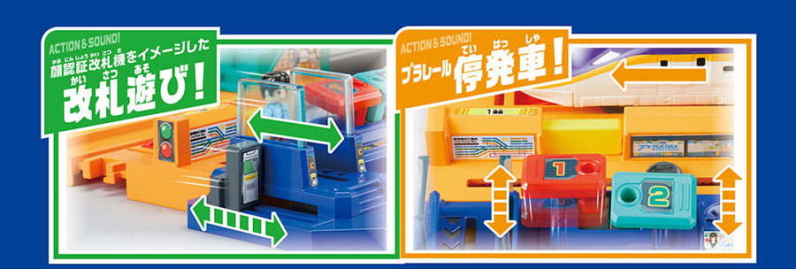 顔認証改札機をイメージした改札遊び！｜プラレール停発車！