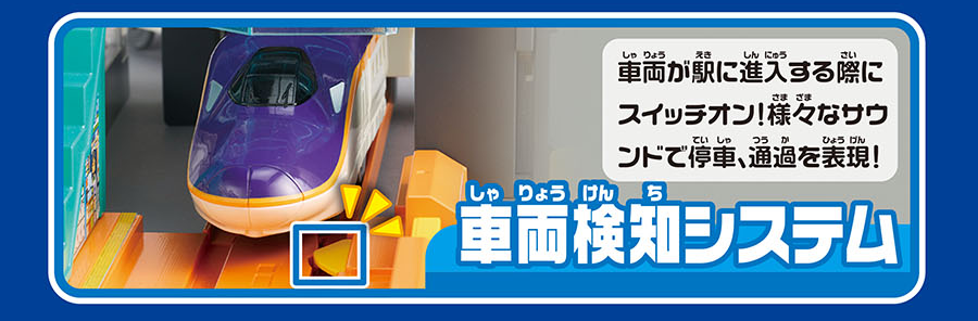車両検知システム｜車両が駅に進入する際にスイッチオン！様々なサウンドで停車、通過を表現！